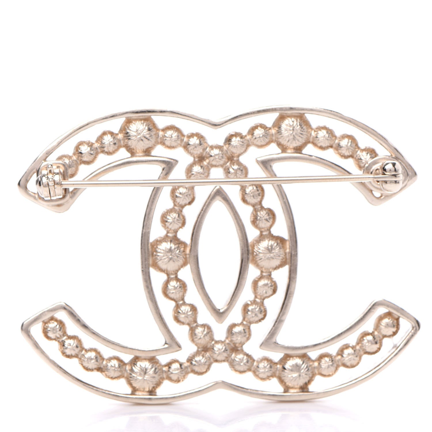 Chanel Pearl Crystal Sparkling Pearls CC Brooch Gold 3 of 4
