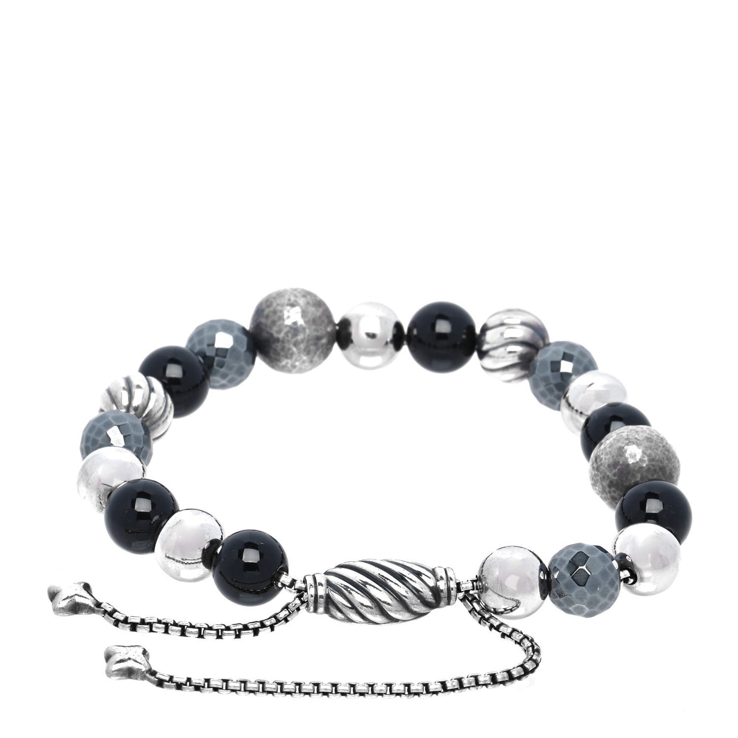 Sterling Silver Black Onyx Hematite 8mm Elements Bead Bracelet