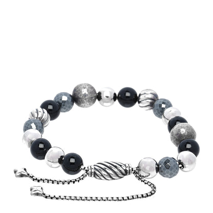David Yurman Sterling Silver Black Onyx Hematite 8mm Elements Bead Bracelet 2 of 3