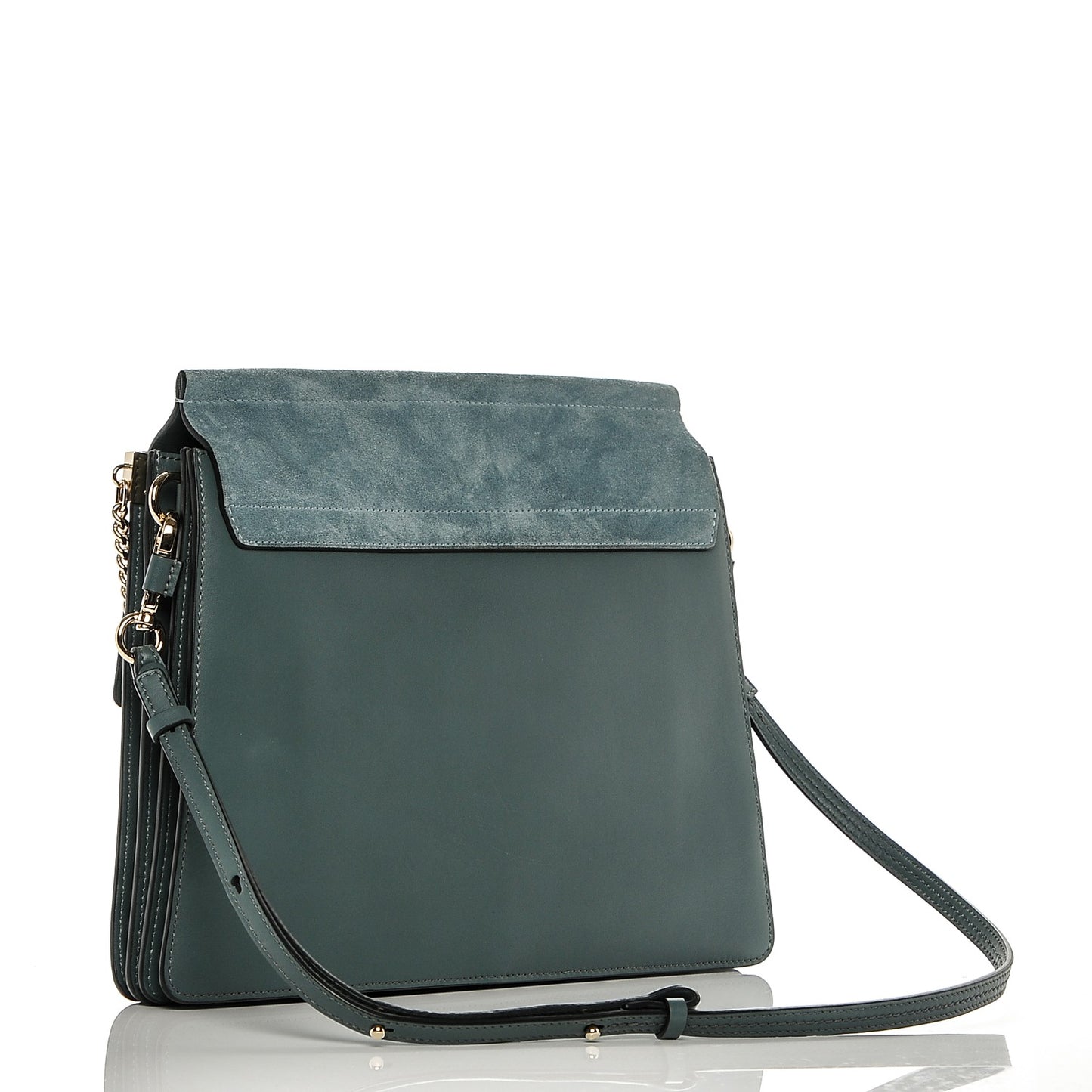 Suede Calfskin Medium Faye Shoulder Bag Cloudy Blue