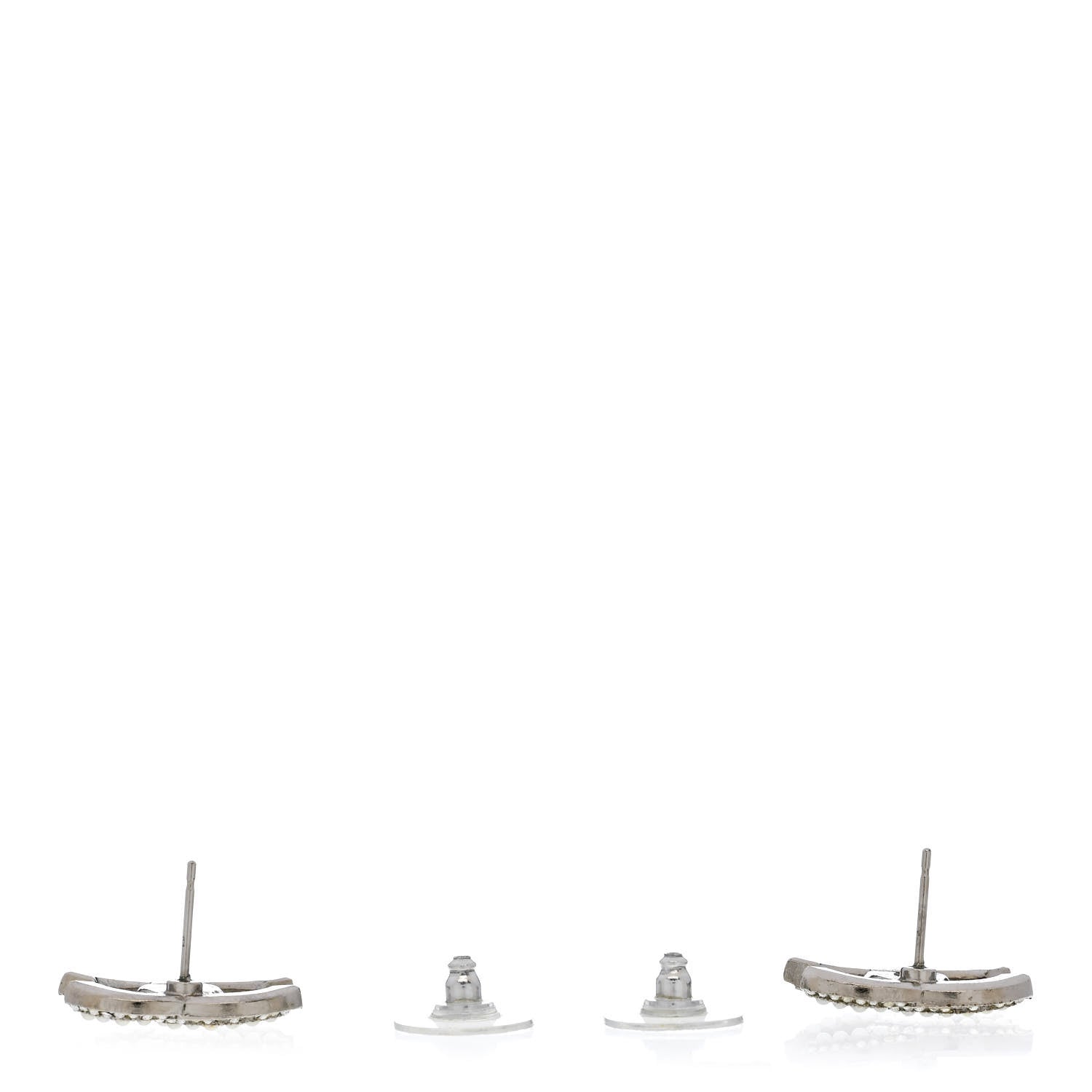 Chanel Pearl Crystal CC Snow Palace Earrings Silver 3 of 5