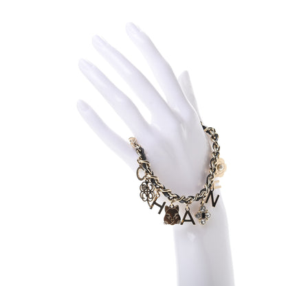 Chanel Lambskin Crystal CC Logo Charming Bracelet Gold Black 2 of 5
