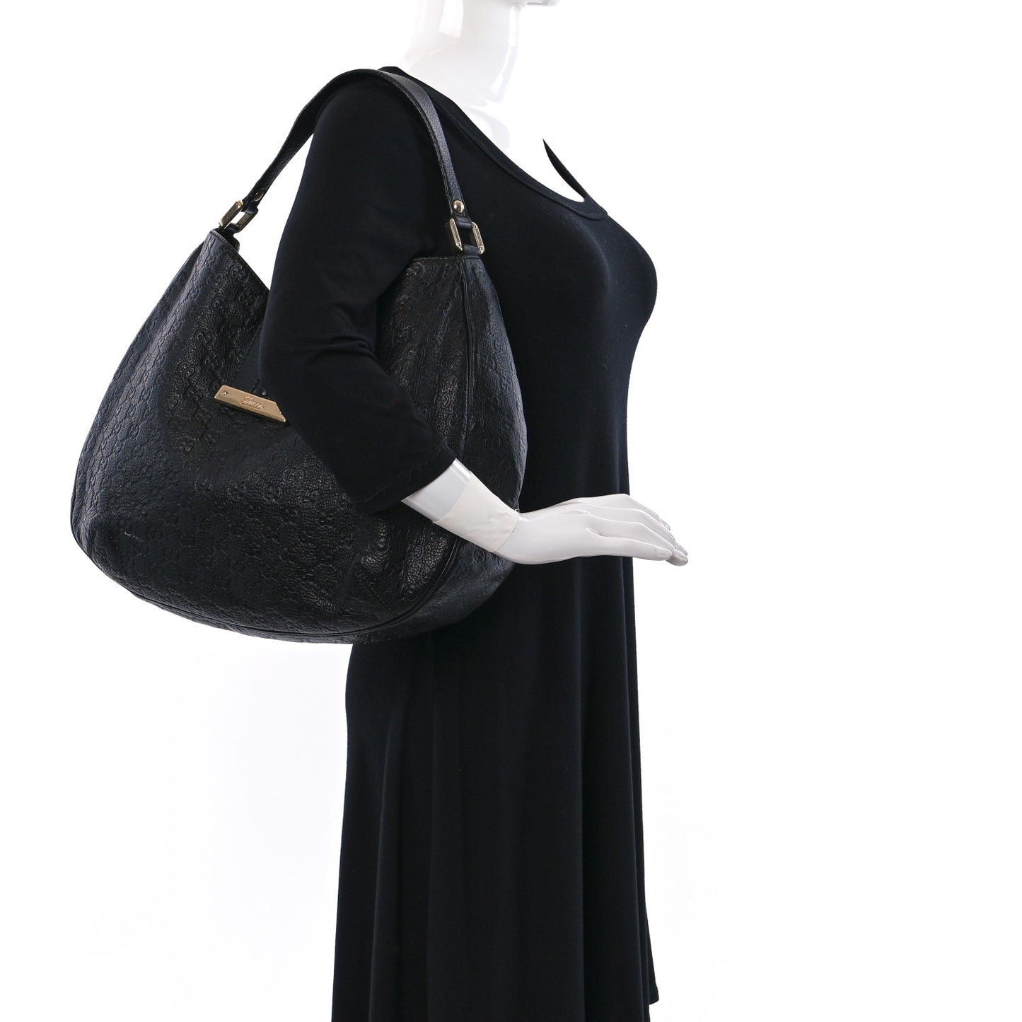 Guccissima Large New Ladies Web Hobo Black