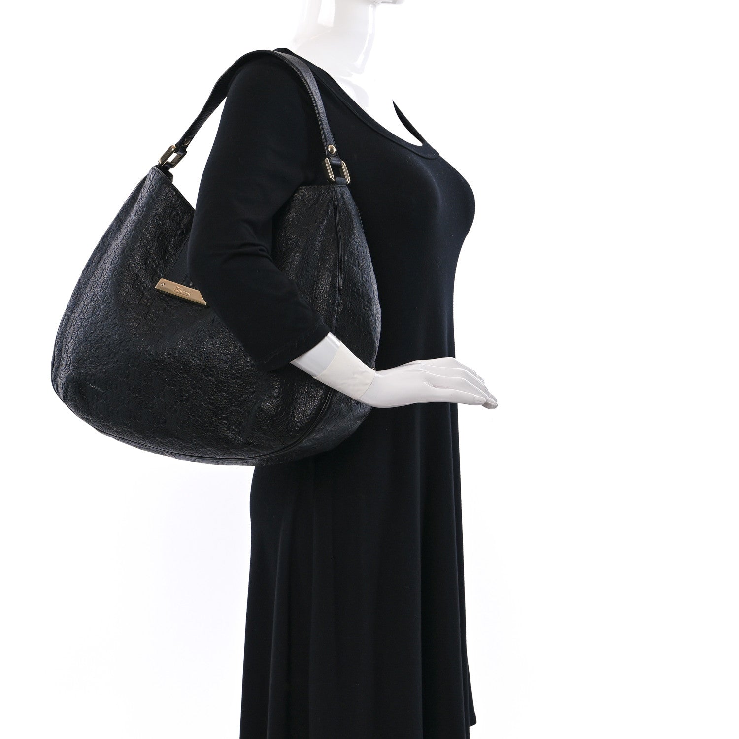 Gucci Guccissima Large New Ladies Web Hobo Black 2 of 15