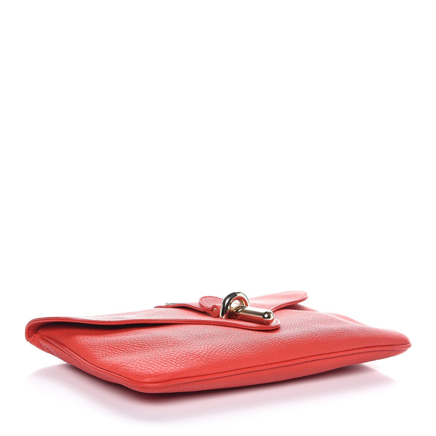 Grained Calfskin Tube Pochette Rouge Coquelicot