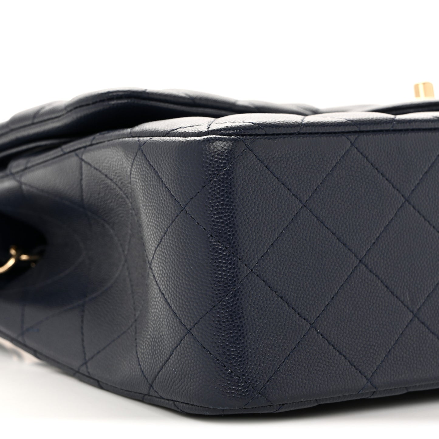 Caviar Quilted Jumbo Double Flap Navy Blue