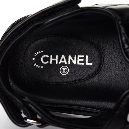Chanel Lambskin Velcro Dad Sandals 37 Black 8 of 12