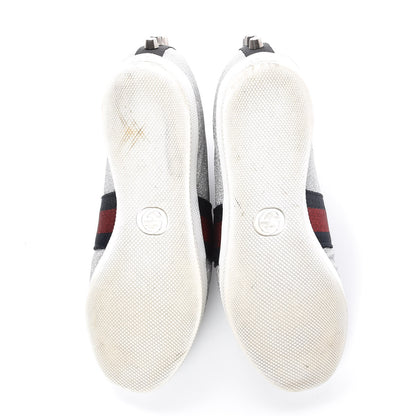 Gucci Glitter Fabric Studded Womens Web Sneakers 38.5 Silver 5 of 13
