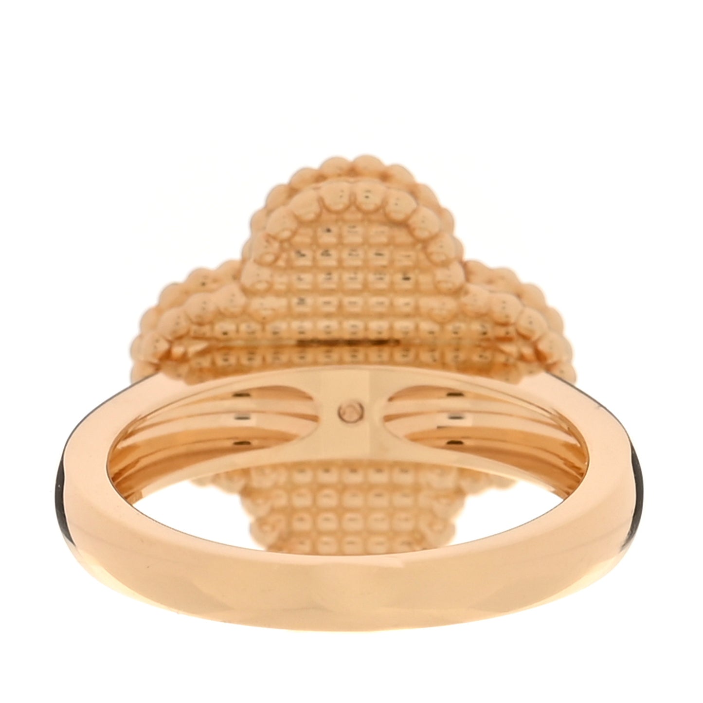 18K Yellow Gold Diamond Mother of Pearl Vintage Alhambra Ring