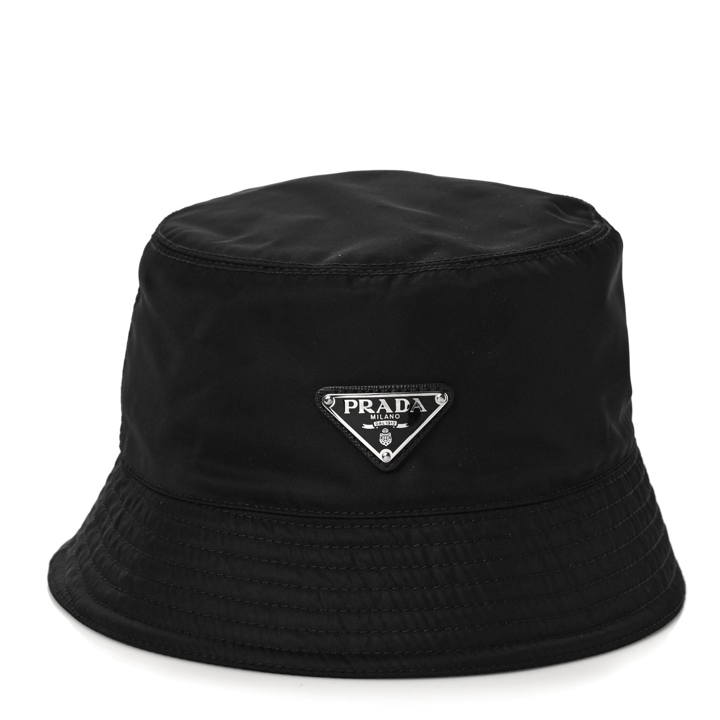 Re-Nylon Metal Triangle Logo Mens Bucket Hat M Black