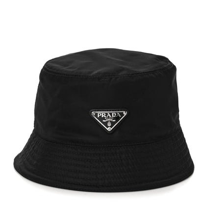 Prada Re-Nylon Metal Triangle Logo Mens Bucket Hat M Black 3 of 6