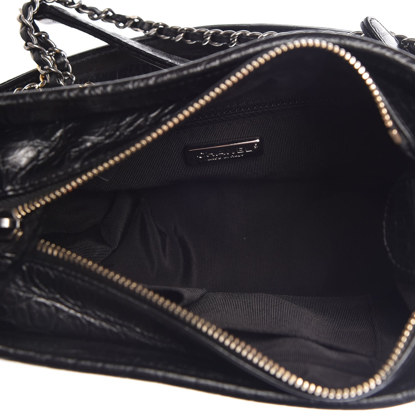 Calfskin Crocodile Embossed Small Gabrielle Cocodile Hobo Black
