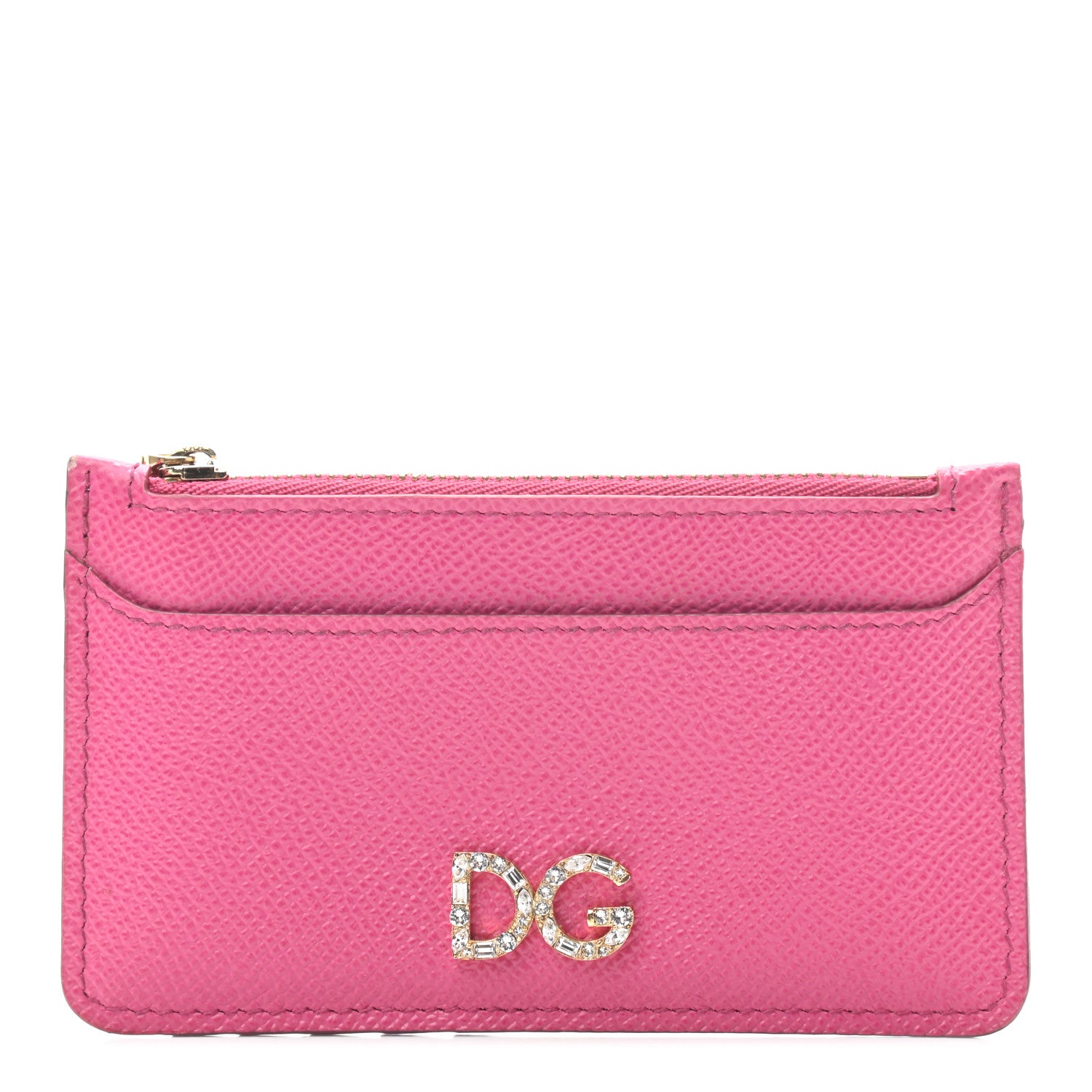 Dolce & Gabbana Dauphine Embellished Logo Zip Card Holder Pink 1 of 9