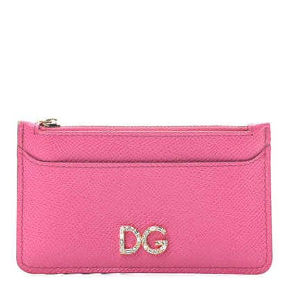 Dolce & Gabbana Dauphine Embellished Logo Zip Card Holder Pink 1 of 9