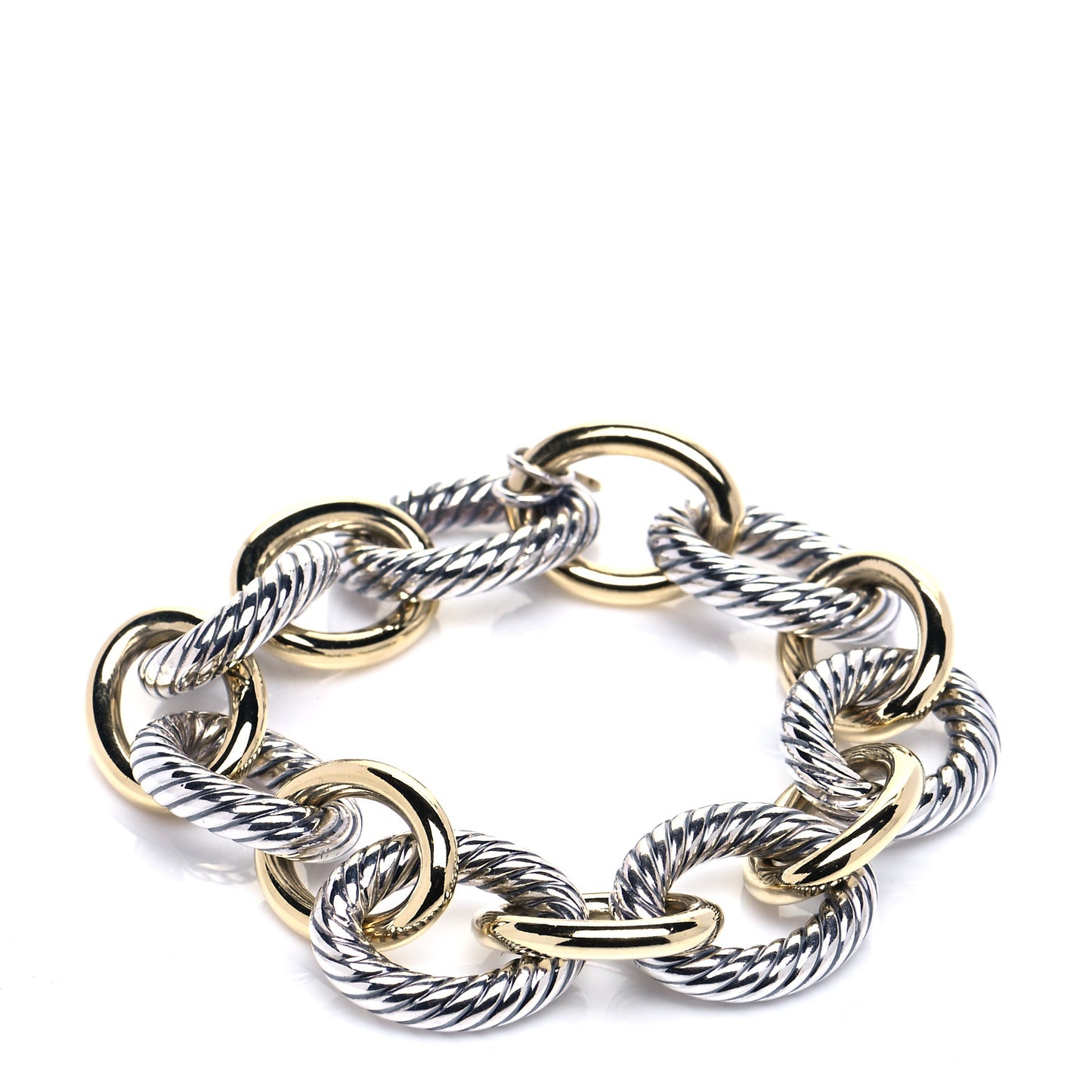 Sterling Silver 18K Yellow Gold 17mm Extra Large Oval Link Bracelet