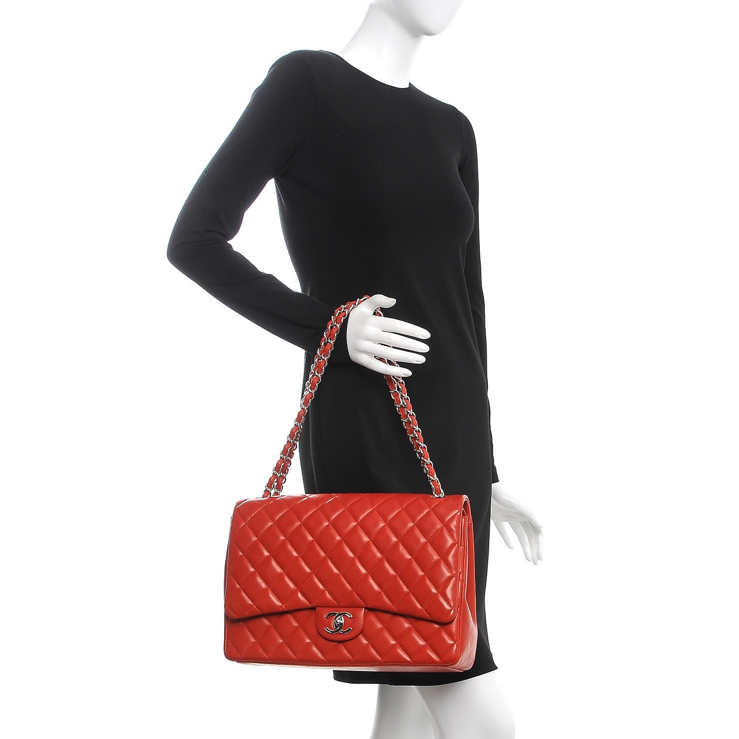 Chanel Lambskin Quilted Maxi Double Flap Red 2 of 11