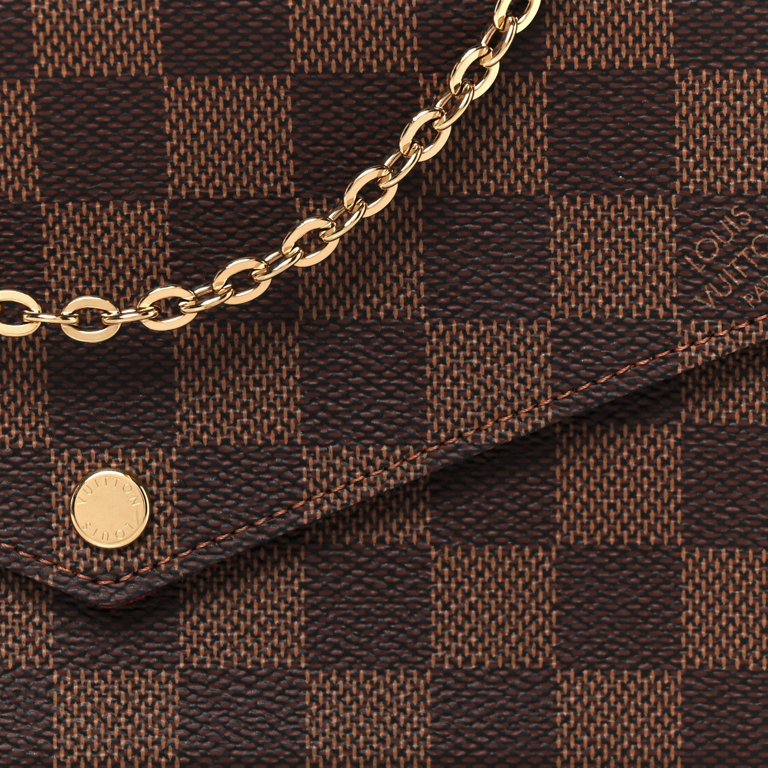 Louis Vuitton Damier Ebene Pochette Felicie Chain Wallet 12 of 15