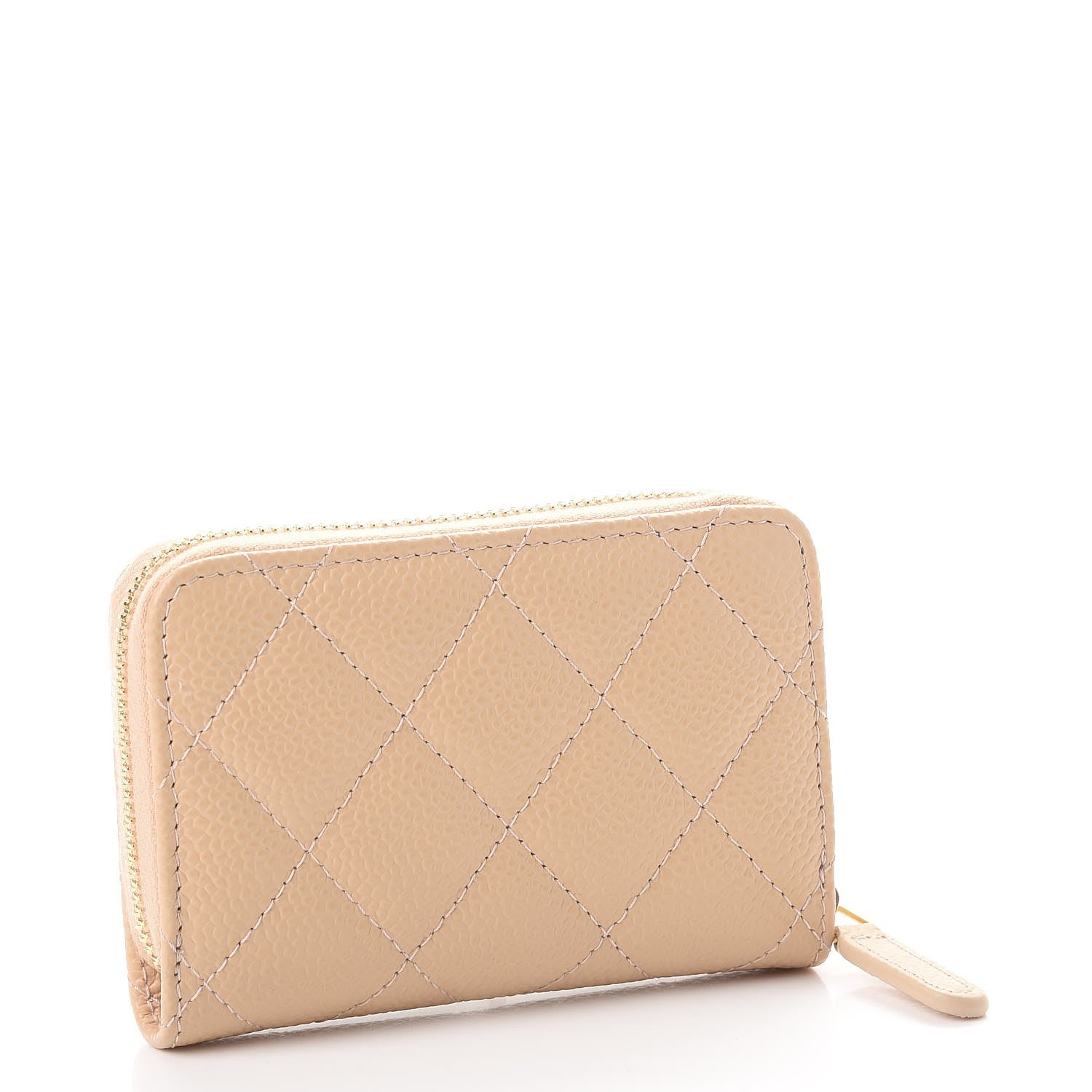 Chanel Caviar Quilted Zip Around Coin Purse Beige Clair 3 of 8