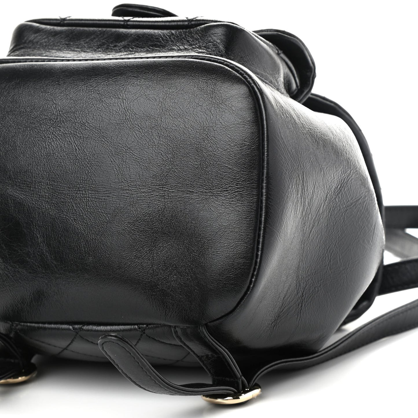 Glazed Aged Calfskin Quilted Small Duma Drawstring Backpack Black