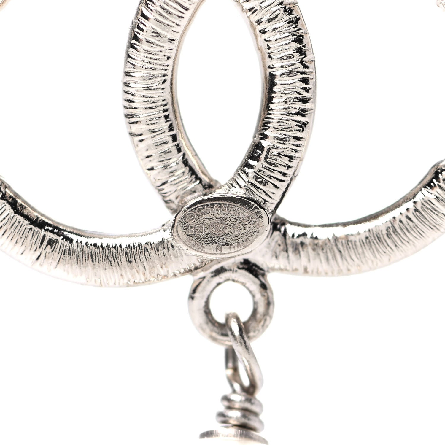 Chanel Crystal Pearl CC Drop Earrings Silver 4 of 4