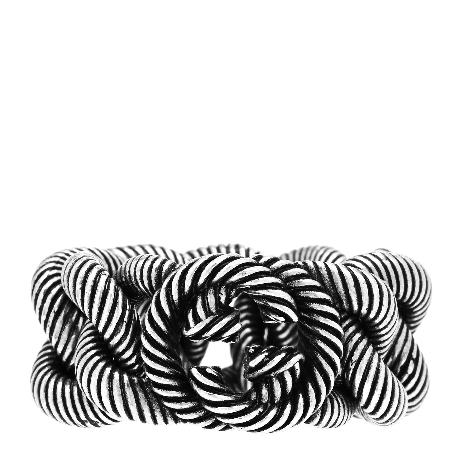 Gucci Sterling Silver Interlocking G Chain Ring 63 10.25 1 of 4