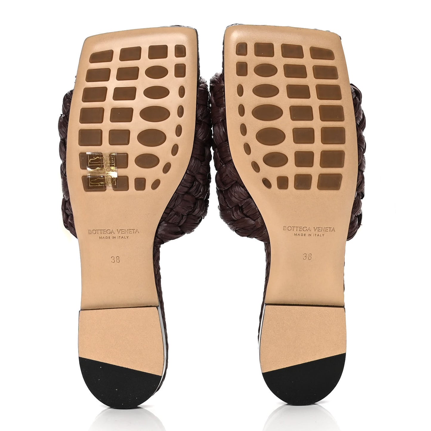 Raffia Twisted Intrecciato Stretch Flat Sandals 38 Bitter Chocolate
