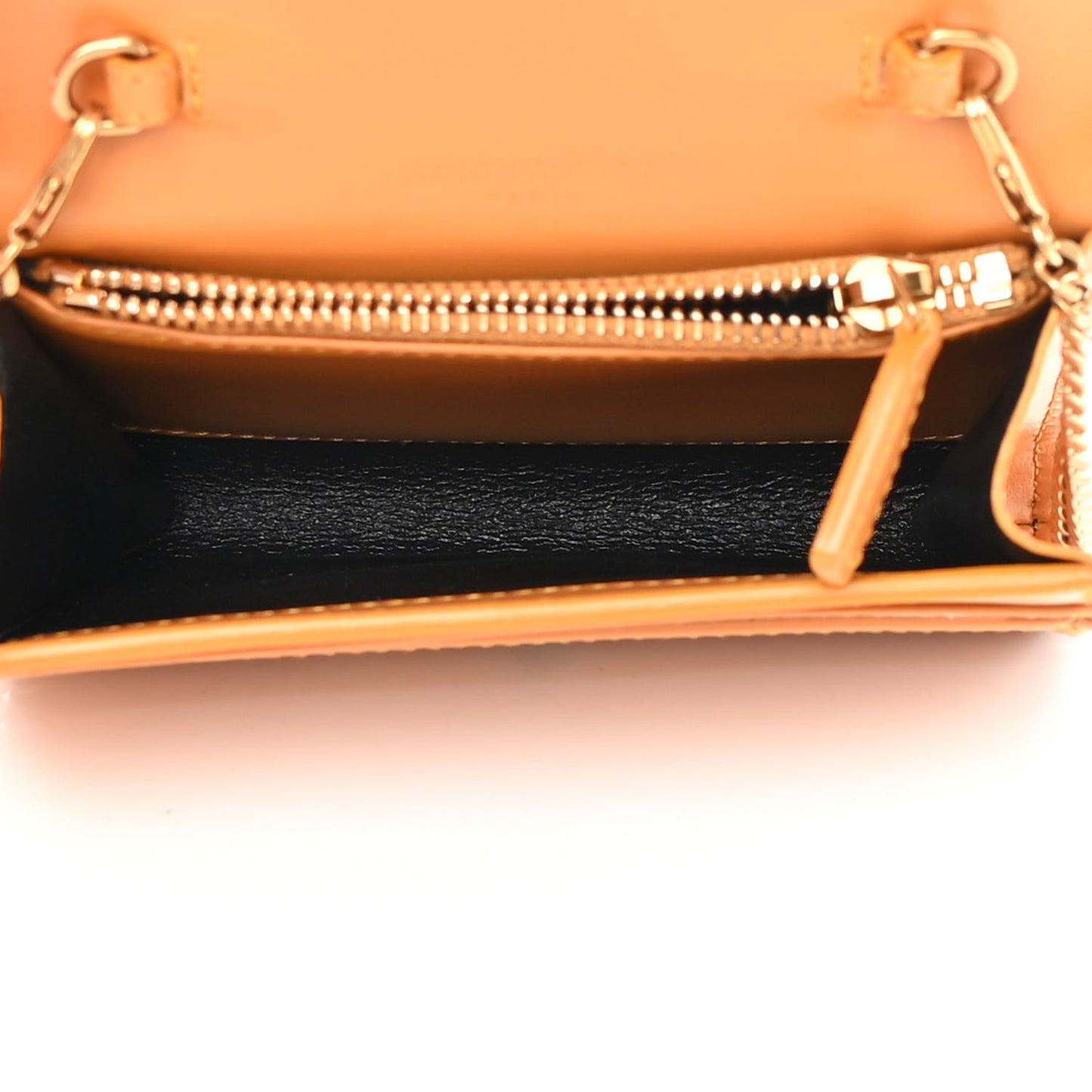 Calfskin Monogram Chain Card Case Orange