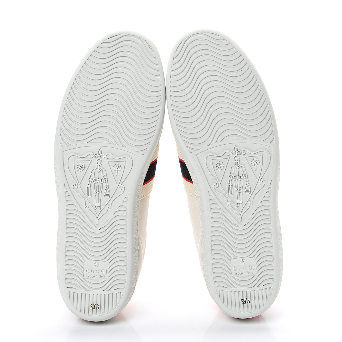 Calfskin Stripe Womens New Ace Sneakers 39.5 New Mystic White Ecru Red Flame