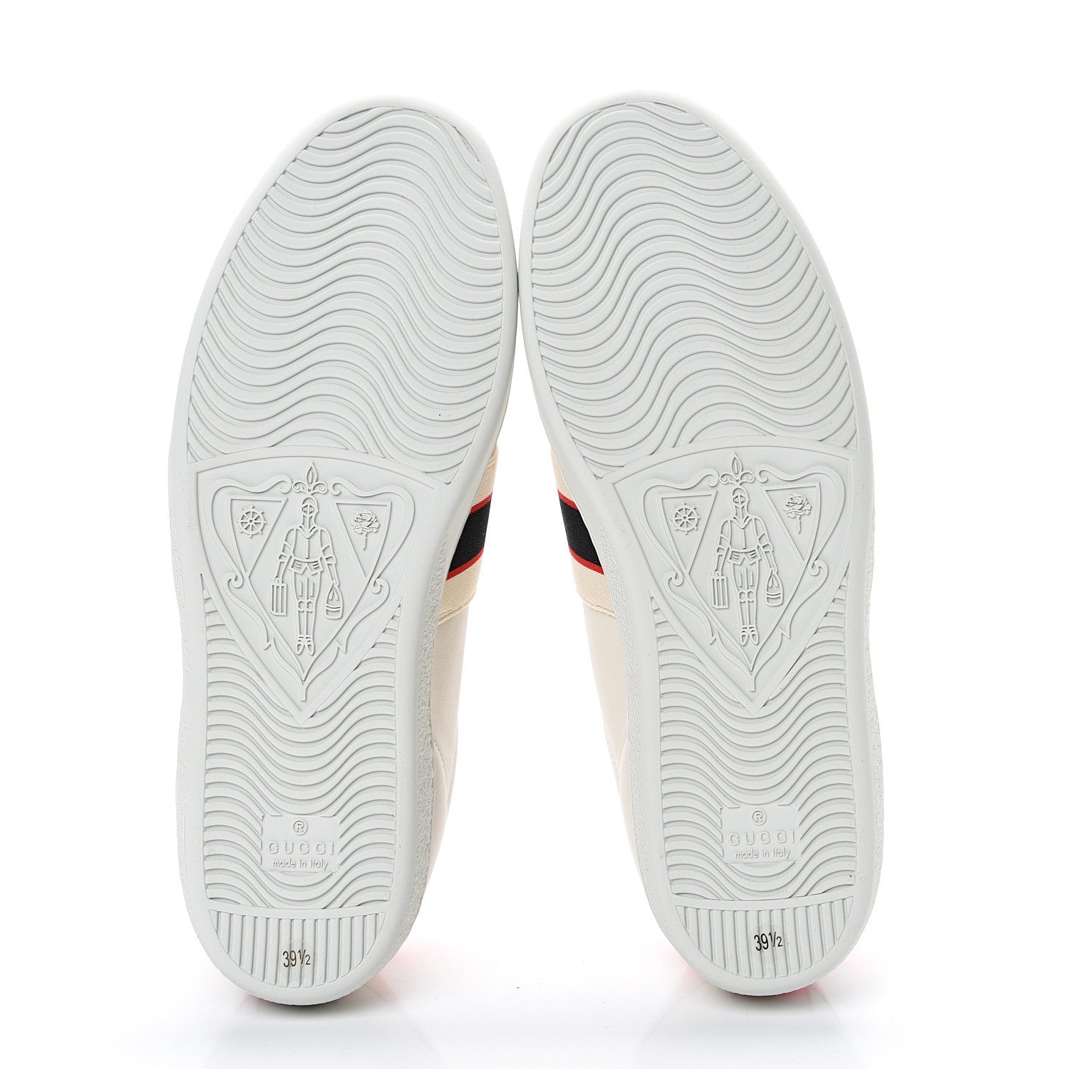 Gucci Calfskin Stripe Womens New Ace Sneakers 39.5 New Mystic White Ecru Red Flame 5 of 8