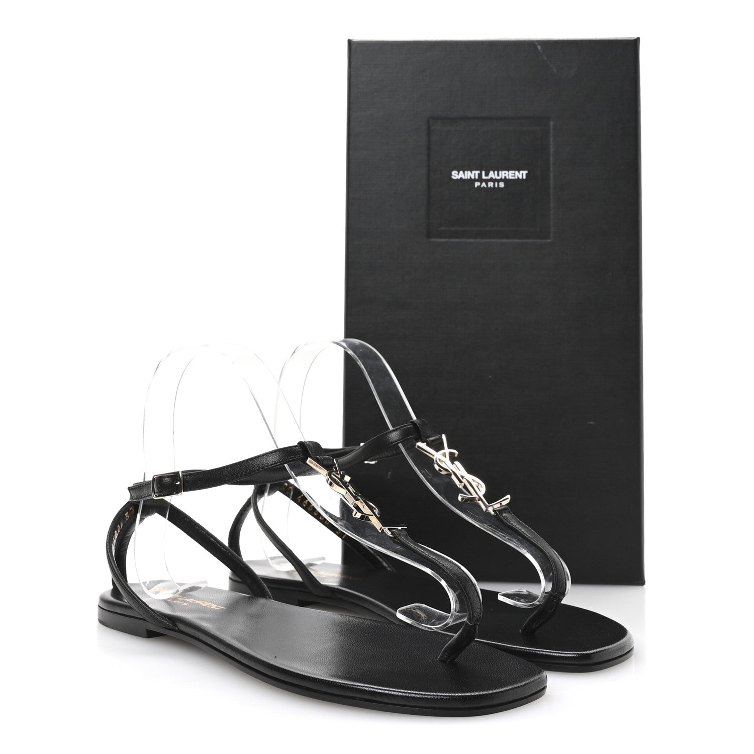 Saint Laurent Calfskin Nu Pieds 05 Sandals 37 Black 9 of 9