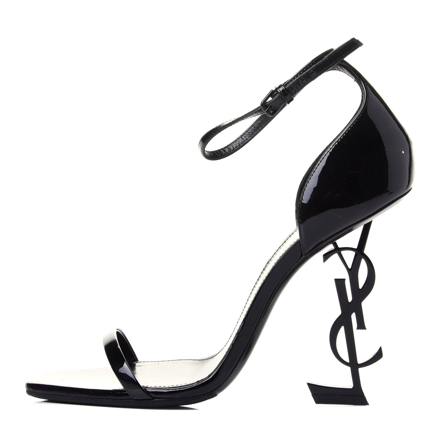 Saint Laurent Patent Calfskin Opyum 110 Sandals 40 Black 1 of 9