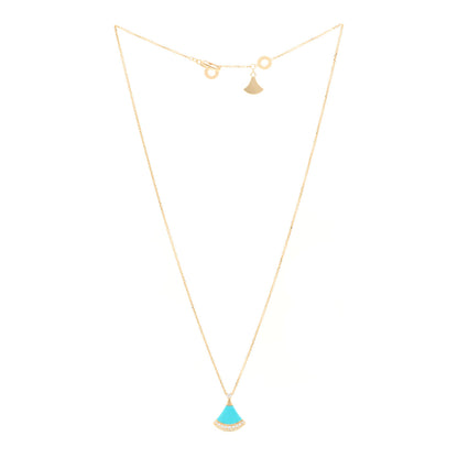 Bulgari 18K Yellow Gold Diamond Turquoise Divas' Dream Pave Pendant Necklace 3 of 5