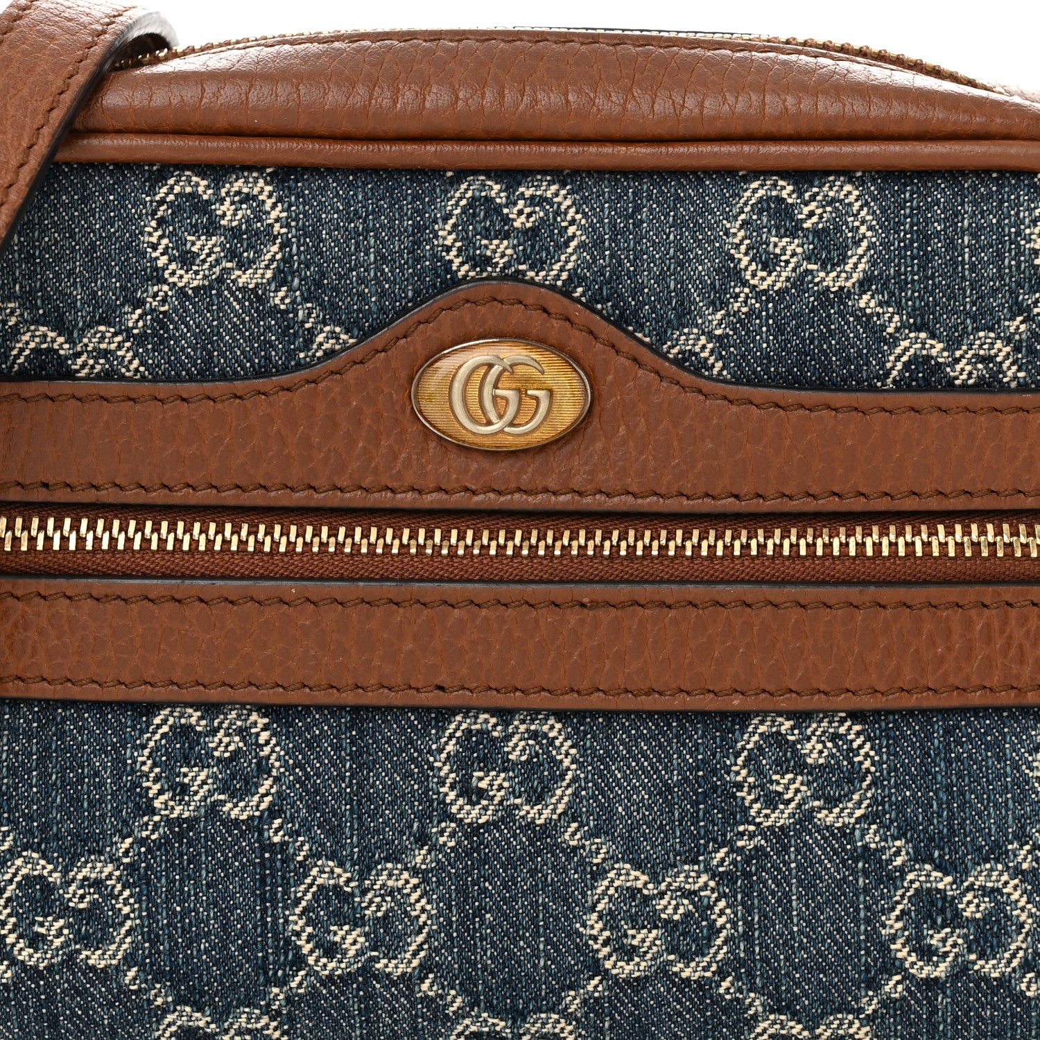 Gucci New Denim GG Monogram Dollar Calfskin Mini Ophidia Shoulder Bag Blue Tea Cuir Epilog 8 of 10