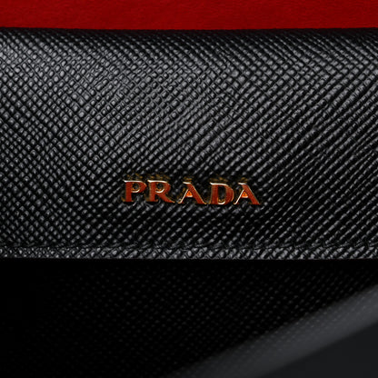 Prada Saffiano Cuir Medium Double Bag Black Fuoco 6 of 10