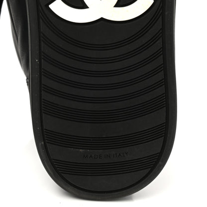 Chanel Calfskin Pearl High Top CC Sneakers 39.5 Black 6 of 8