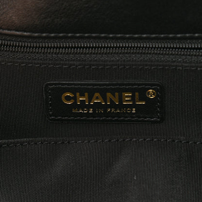 Chanel Shearling Sequin Tweed Shopper Tote Black 6 of 10