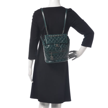 Chanel Glazed Calfskin Quilted Small Salzburg Mountain Backpack Dark Green 2 of 13