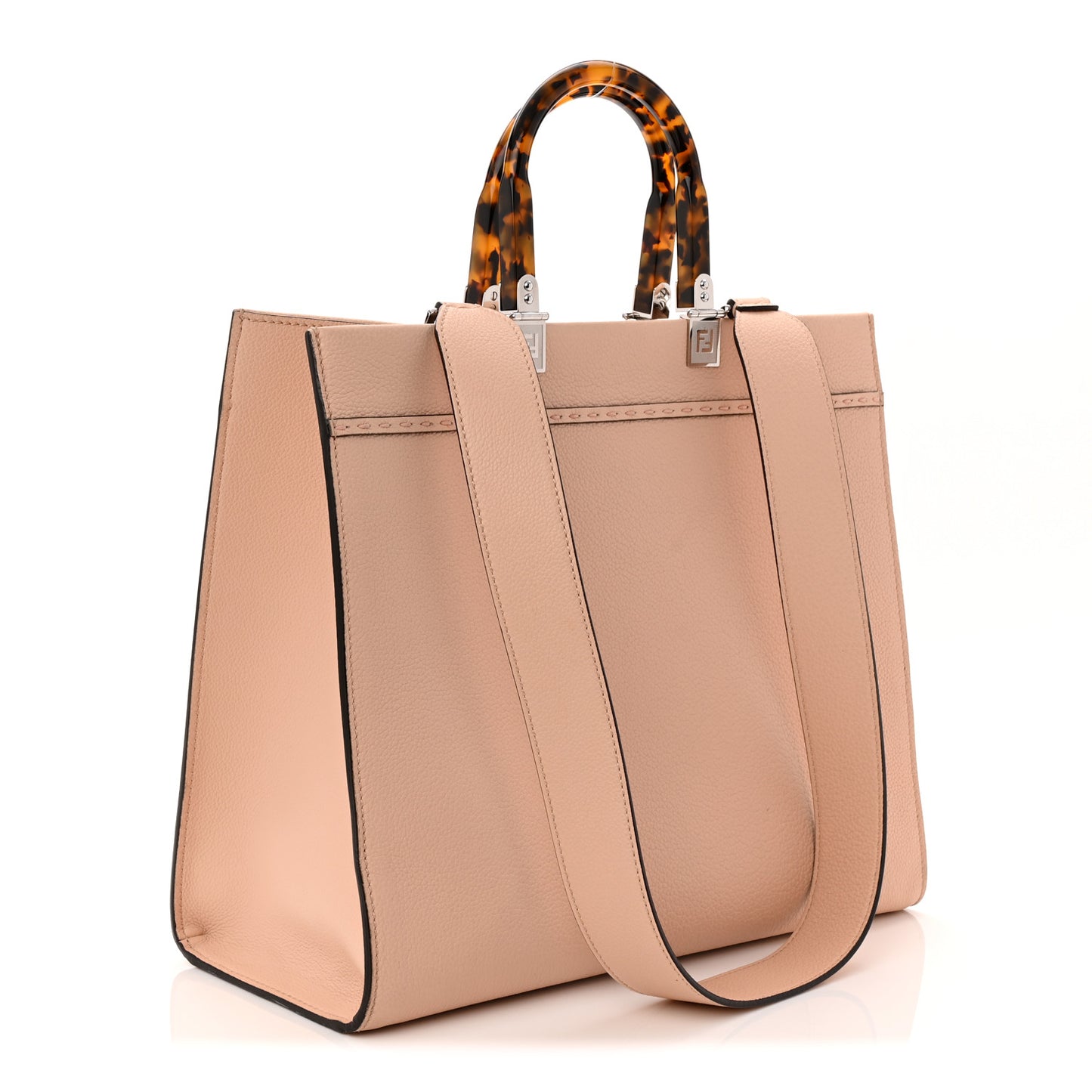Vitello Cher Logo Debossed Medium Fendi Sunshine Shopper Tote Light Rose