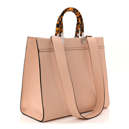 Fendi Vitello Cher Logo Debossed Medium Fendi Sunshine Shopper Tote Light Rose 3 of 10