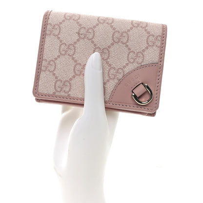 Gucci GG Supreme Monogram Textured Calfskin Emblem Mini Wallet Light Pink 2 of 7