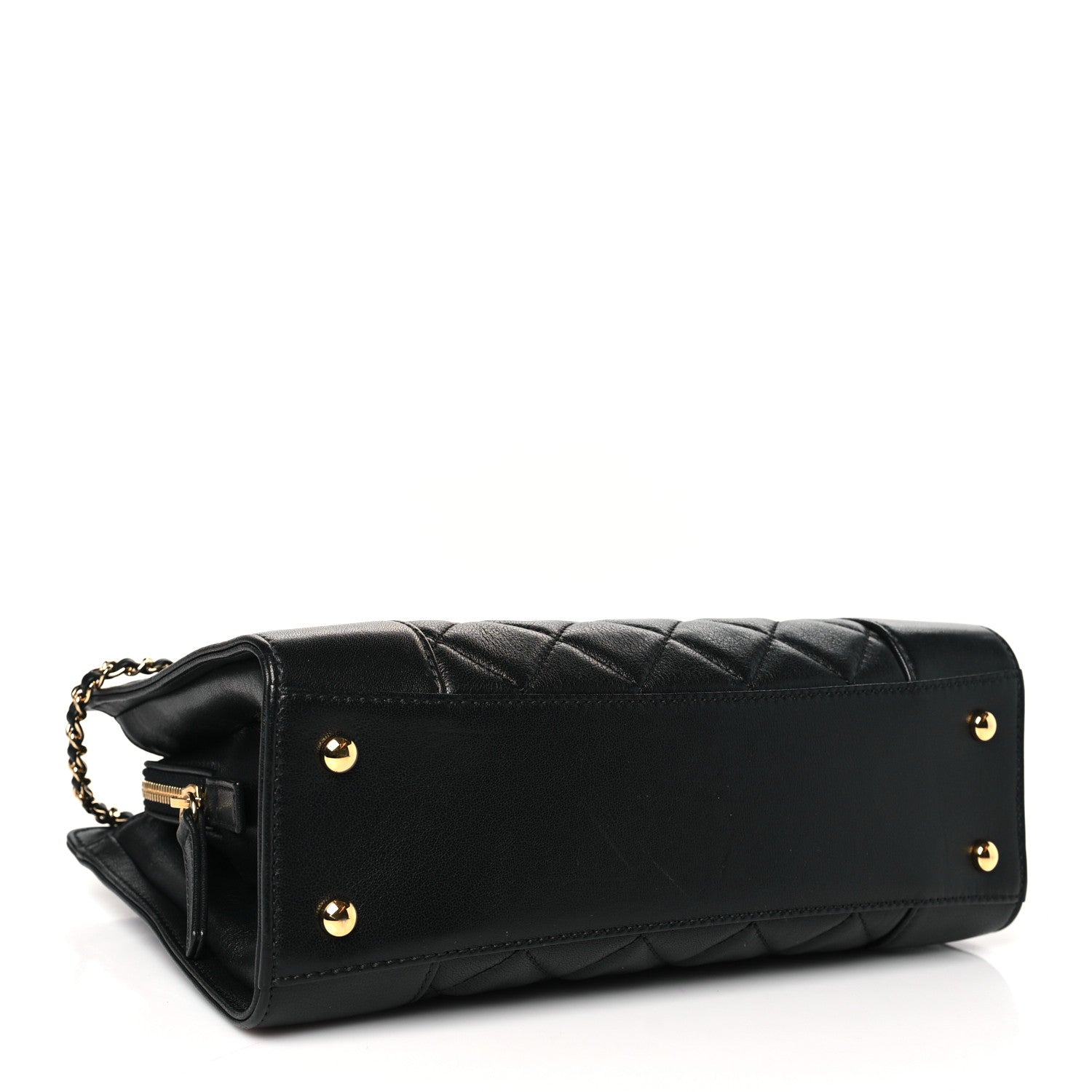 Chanel Sheepskin Quilted Small Mademoiselle Vintage Shopping Tote Black 4 of 10