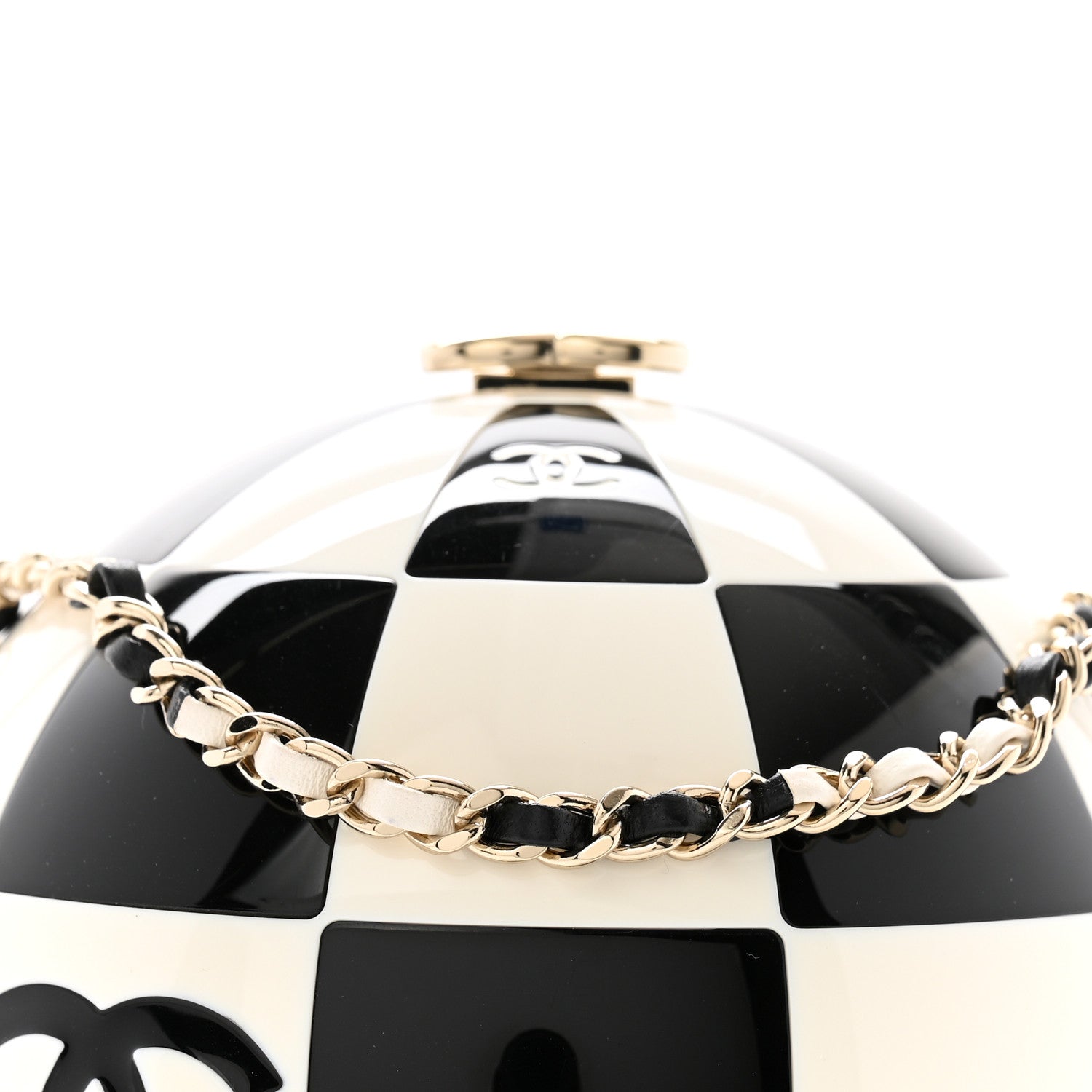Chanel Resin Enamel CC Round Minaudiere Clutch Black White 3 of 12