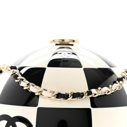 Chanel Resin Enamel CC Round Minaudiere Clutch Black White 3 of 12