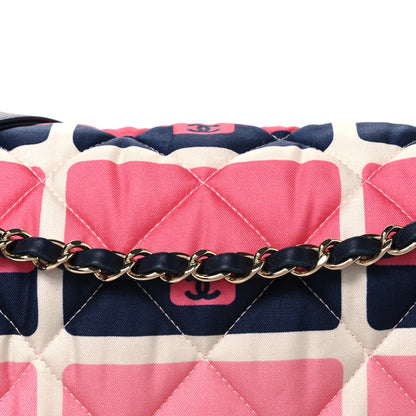 Chanel Nylon Printed Medium Flap Pink Navy White 8 of 10