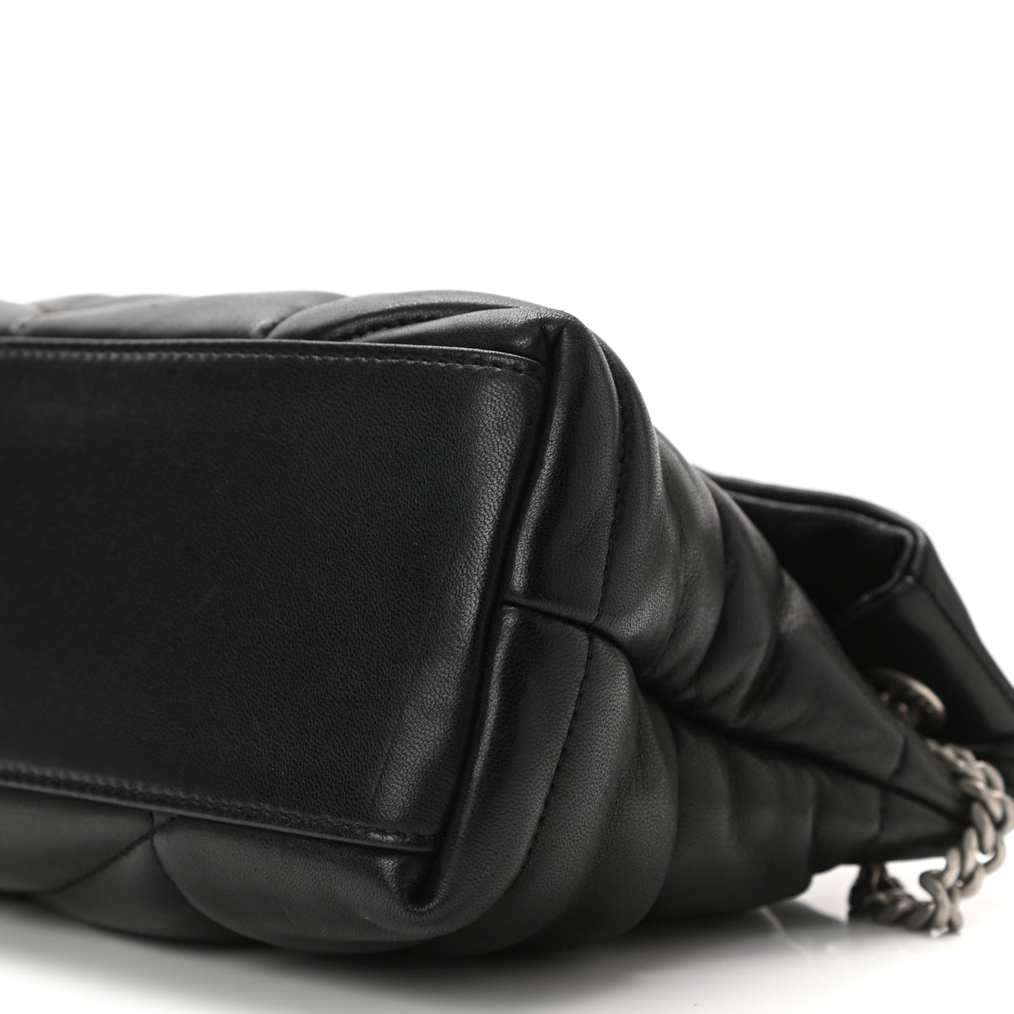 Lambskin Quilted Small Loulou Puffer Monogram Chain Satchel Black