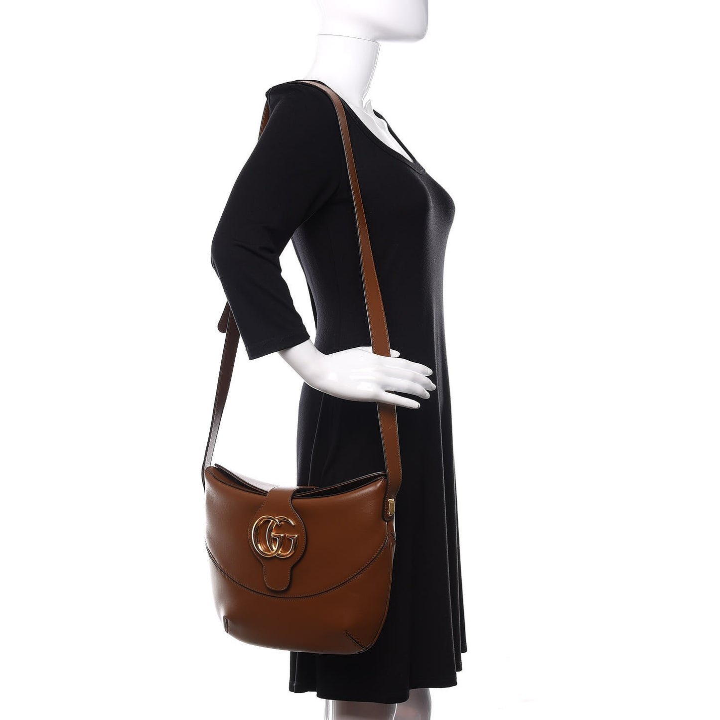 Boarded Plutone Calfskin Medium Arli Shoulder Bag Nocciola
