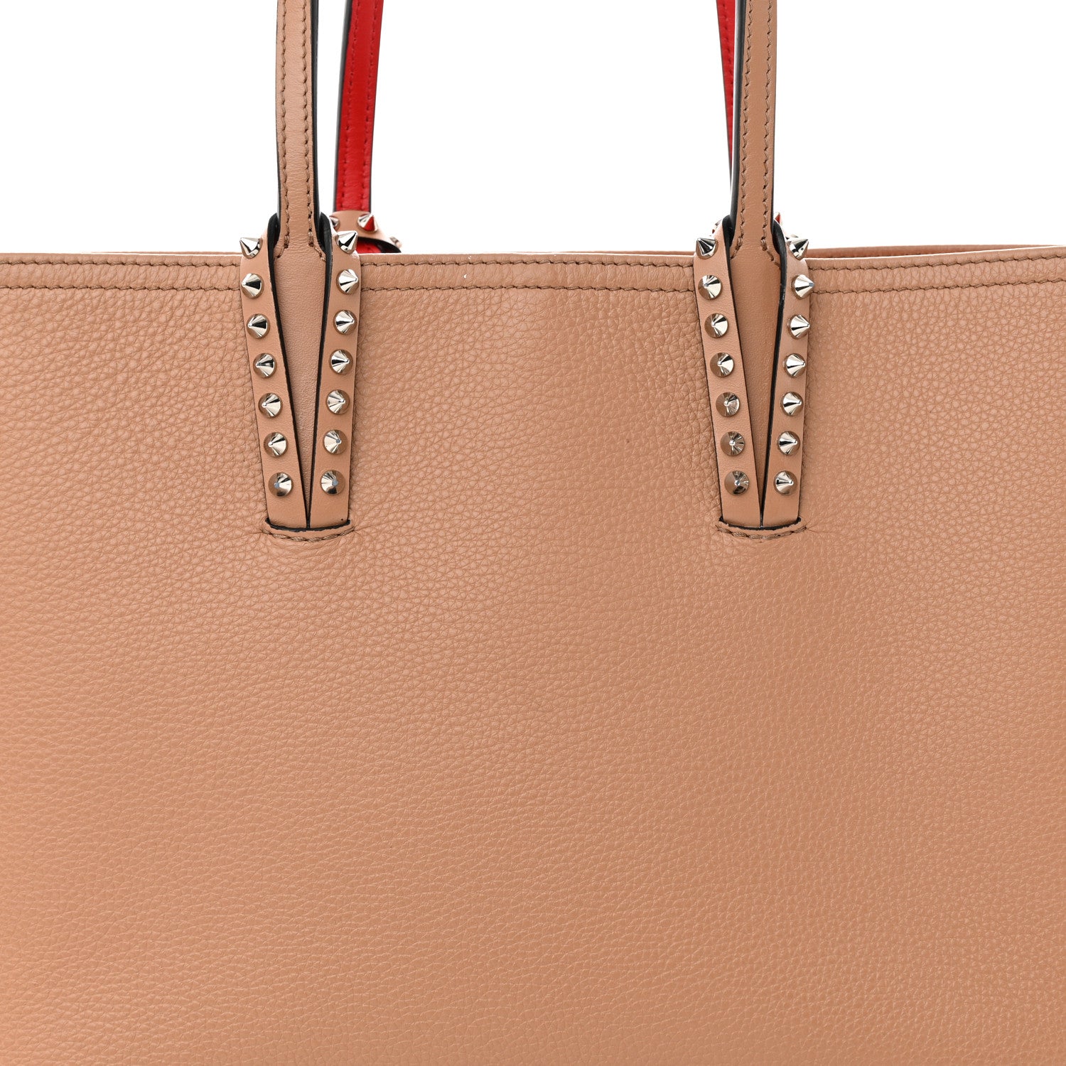 Christian Louboutin Calfskin Empire Spikes Small East West Cabata Tote Nude 8 of 15
