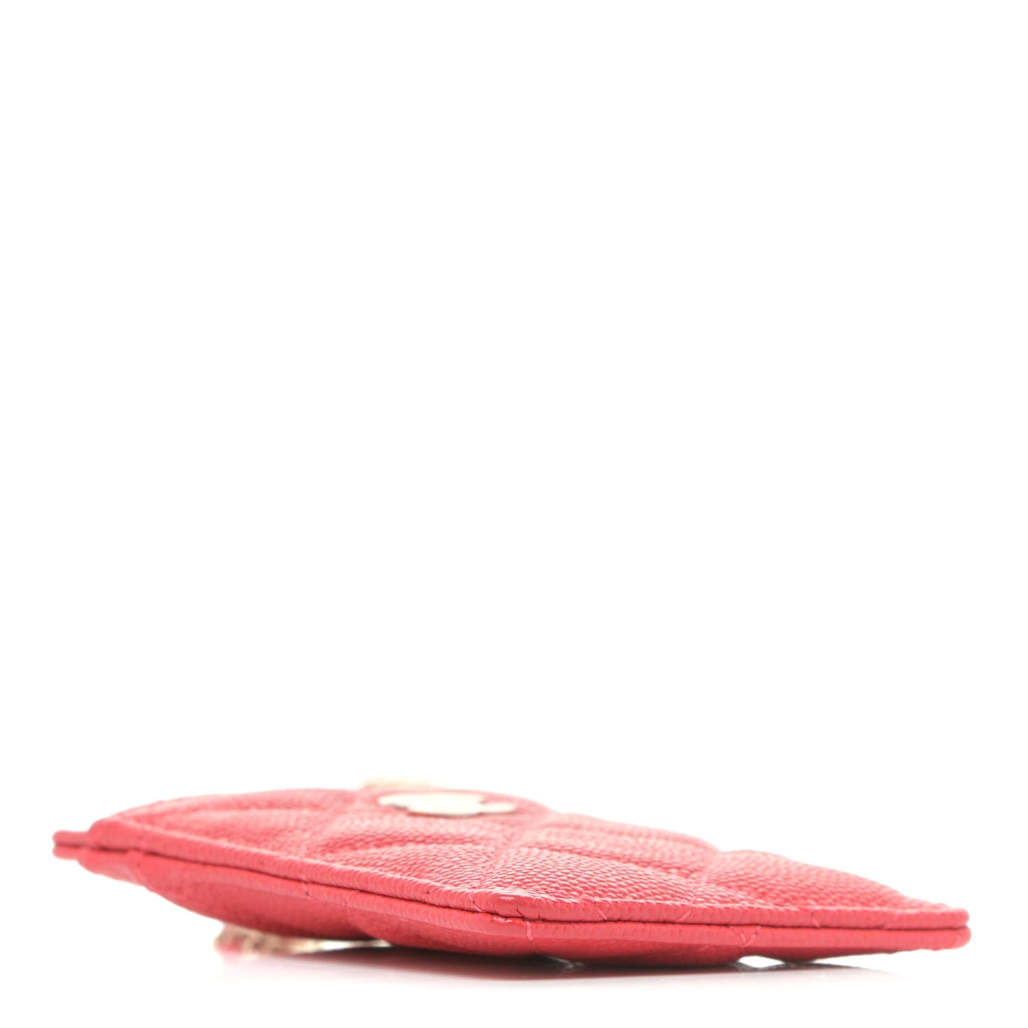 Caviar Quilted Card Holder On Chain Red