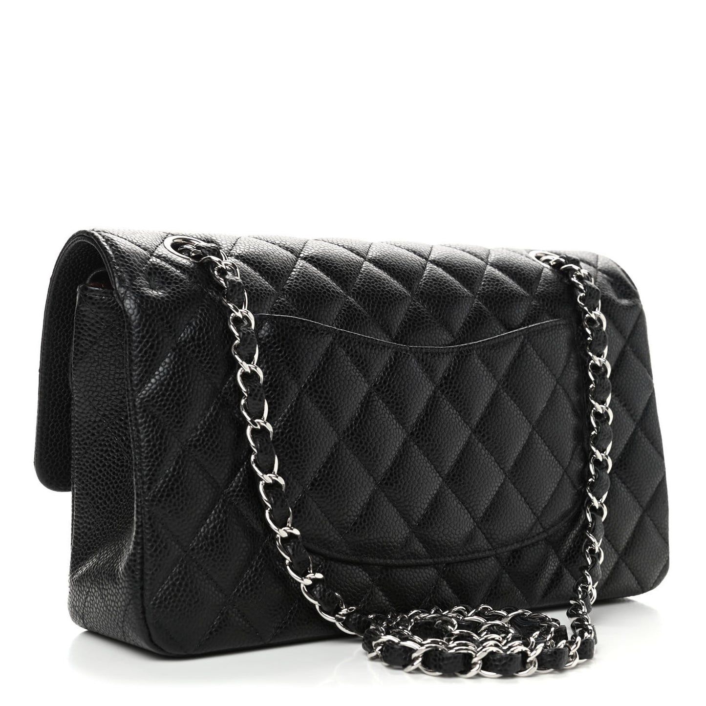 Caviar Quilted Medium Double Flap Black