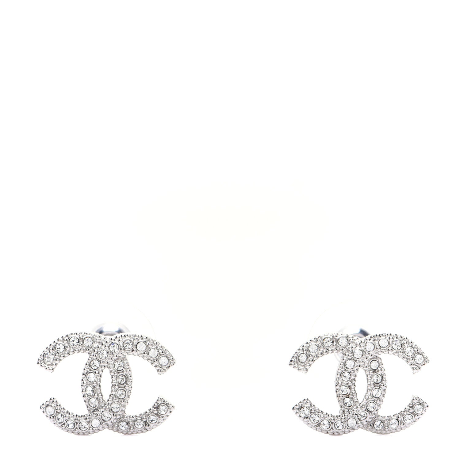 Chanel Crystal CC Earrings Silver 1 of 6